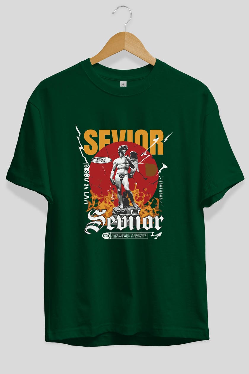 Sevior ön Baskılı Oversize t-shirt Erkek Kadın %100 Pamuk Bisiklet Yaka tişort