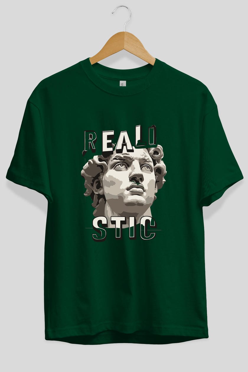 Realistic ön Baskılı Oversize t-shirt Erkek Kadın %100 Pamuk Bisiklet Yaka tişort