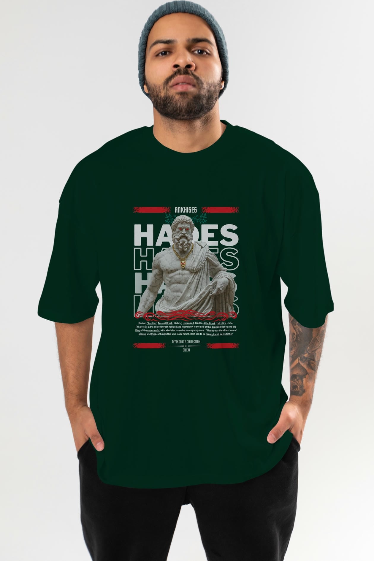 Hades 2 ön Baskılı Oversize t-shirt Erkek Kadın %100 Pamuk Bisiklet Yaka tişort