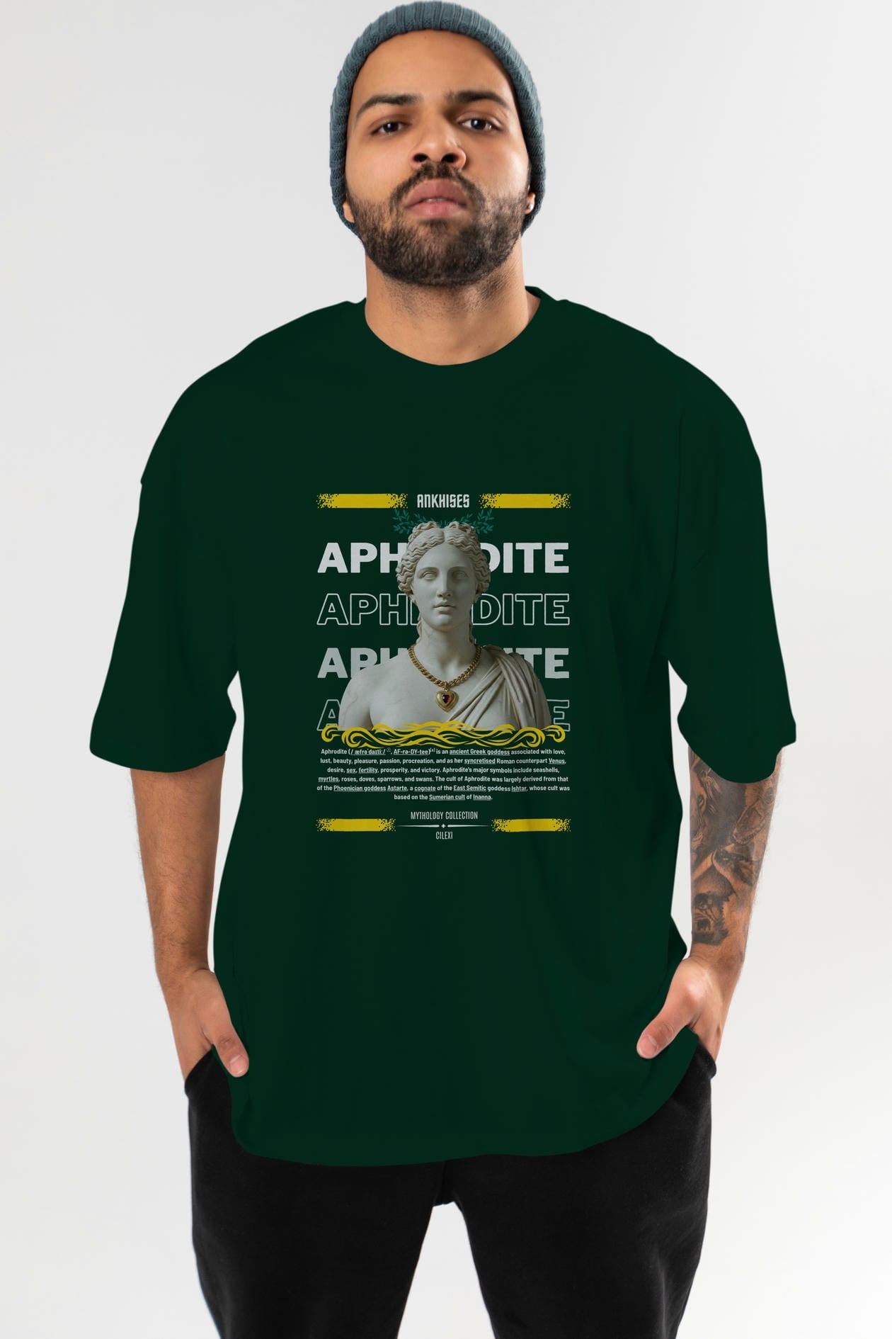 Aphrodite 1 ön Baskılı Oversize t-shirt Erkek Kadın %100 Pamuk Bisiklet Yaka tişort
