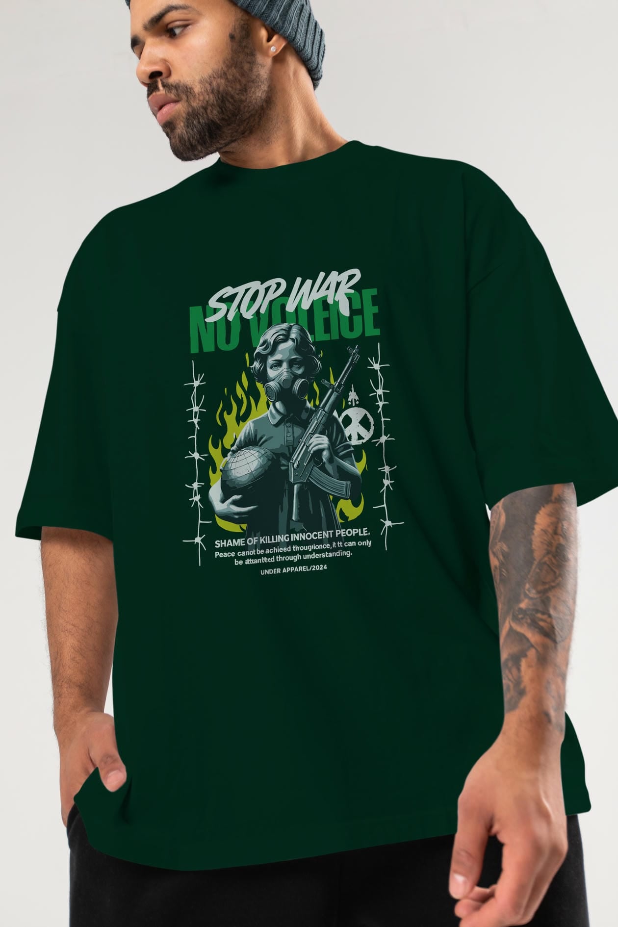 Stop War ön Baskılı Oversize t-shirt Erkek Kadın %100 Pamuk Bisiklet Yaka tişort