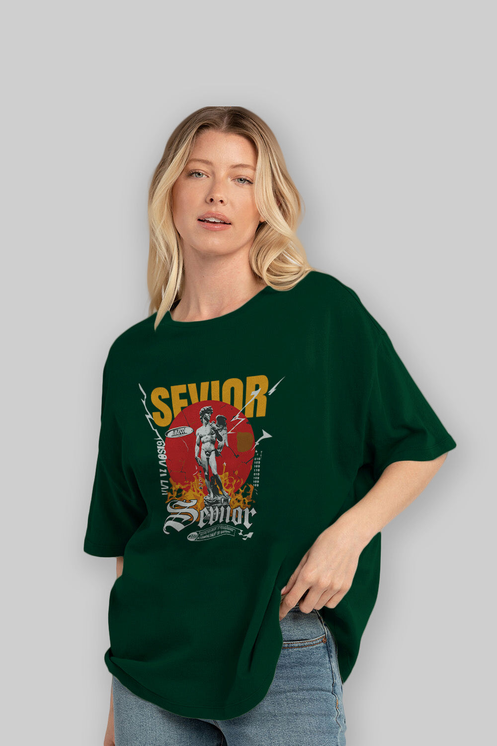 Sevior ön Baskılı Oversize t-shirt Erkek Kadın %100 Pamuk Bisiklet Yaka tişort
