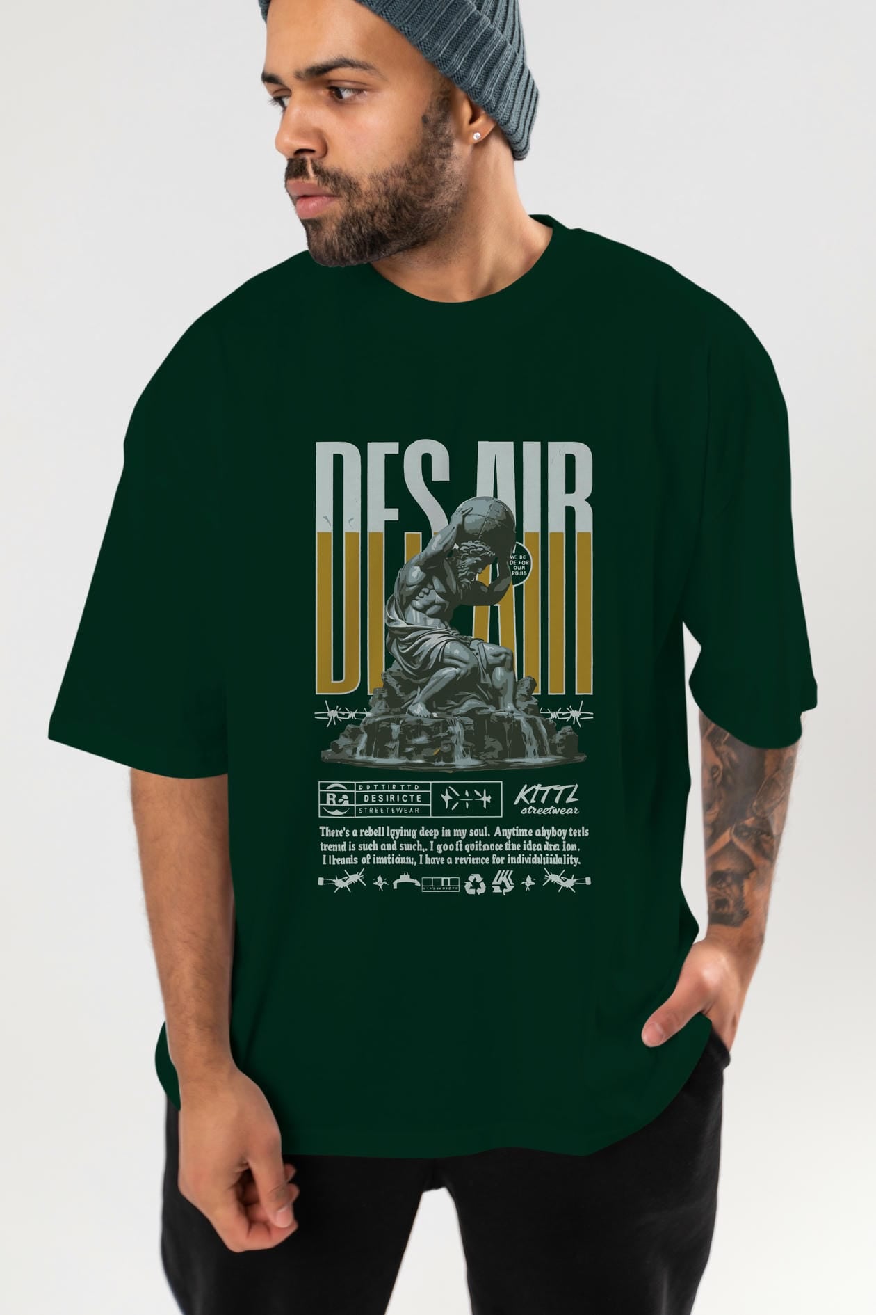 Des air ön Baskılı Oversize t-shirt Erkek Kadın %100 Pamuk Bisiklet Yaka tişort