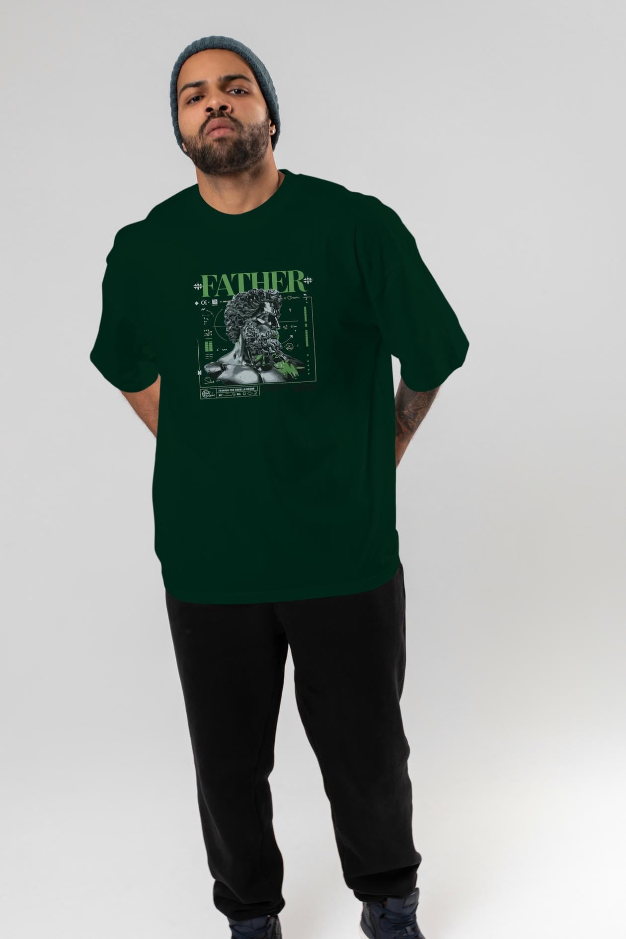Father Zeus ön Baskılı Oversize t-shirt Erkek Kadın %100 Pamuk Bisiklet Yaka tişort