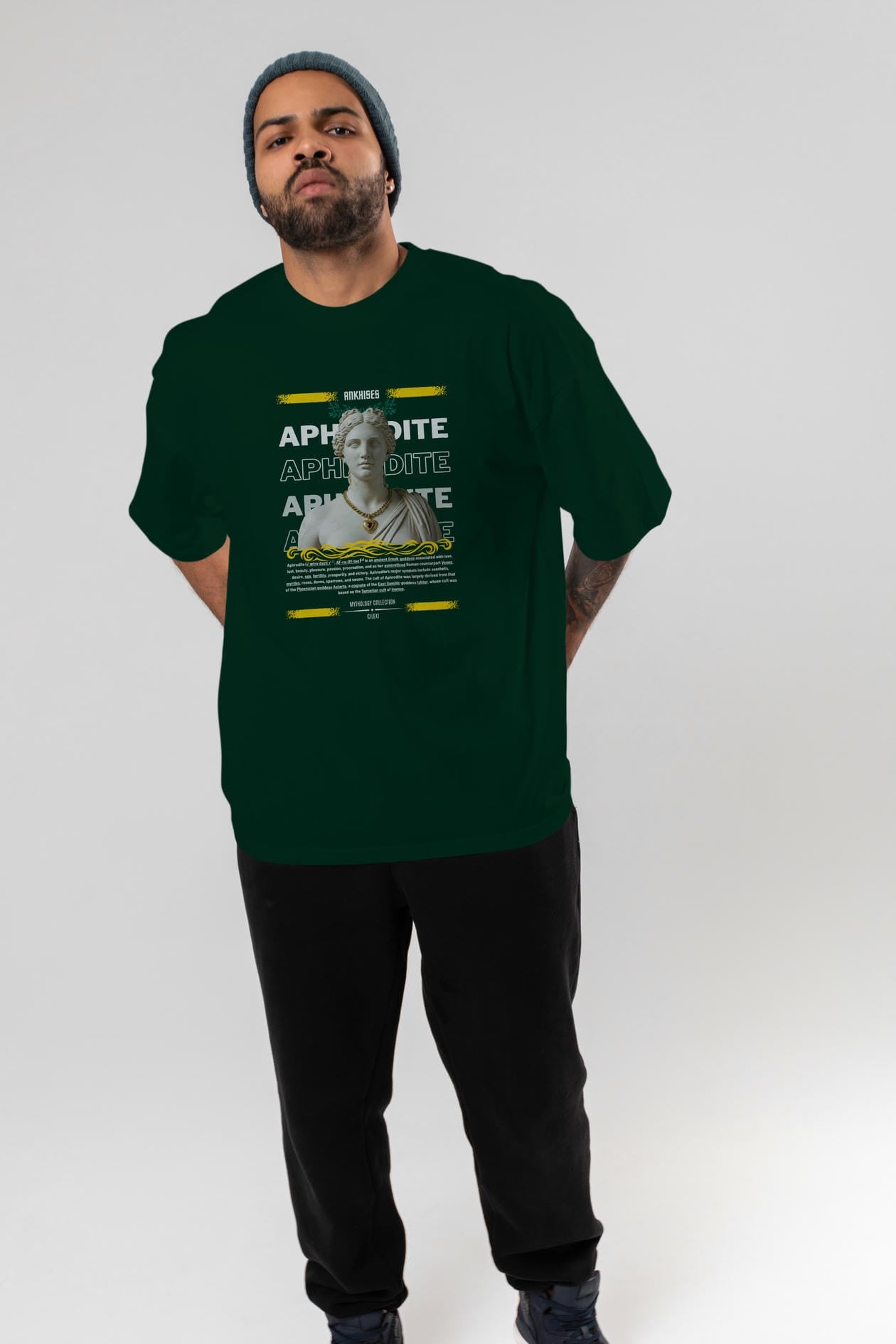 Aphrodite 1 ön Baskılı Oversize t-shirt Erkek Kadın %100 Pamuk Bisiklet Yaka tişort